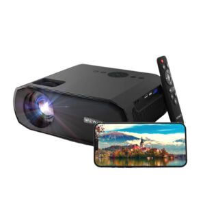 Vidéo projecteur. Ce vidéo projecteur présente un design simple et épuré avec sa couleur noire unie. Ce vidéo projecteur est est très performant avec sa résolution HD, son fonctionnement aux LED, sa luminosité de 350 lumens, ses haut-parleurs intégrés pour une expérience sonore idéale. Il possède une durée de vie de 30000 heures. Sa distance de projection va de 1,5 à 7 mètres et ses dimensions de projection sont de 36 à 200 pouces. Il est compatible en bluetooth et est fournie avec une télécommande pour l'utiliser à distance. Sa connectivité étendue vous permet de connecter des ordinateurs, des téléphones, des consoles, des enceintes etc... lui conférant une grande variété d'utilisation.